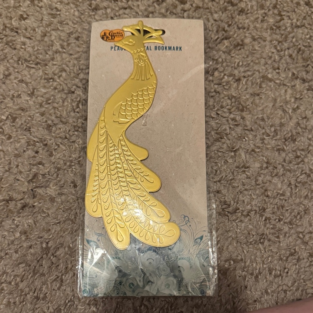 Gold Peacock Metal Bookmark